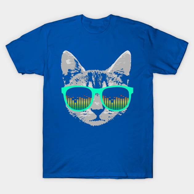 Music Cat with Glasses T-Shirt by robotface